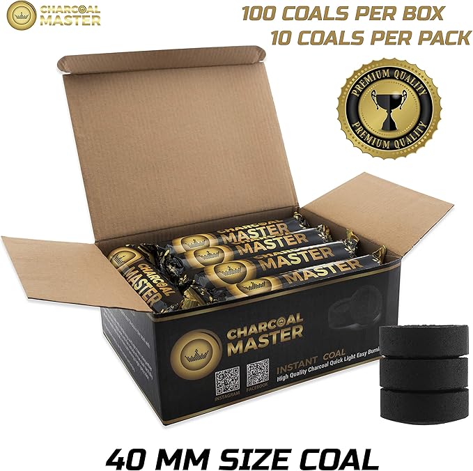 Coal Instant Light – Incense Instant Coal Disks – Coal Tablets – Charcoal Disks – Set of 10 Coal Rolls – 40 mm Quick Light Charcoal Briquettes – Natural Coal Disks – Slow Burn and Low Smoke (600)