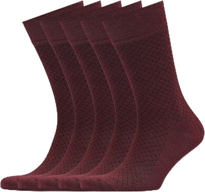 VRD Men’s Dress Socks, Bamboo 5-Pack Mens Socks, Mid Calf Length, Crew Socks Gift for Men Shoe Size 8-13