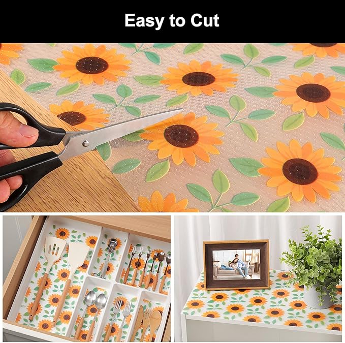 Cooyes Shelf Liner – Premium Non-Adhesive Cabinet & Drawer Liner for Kitchen – Waterproof Shelf Paper with Modern Pattern – Durable EVA Cabinet Mat – Easy to Cut