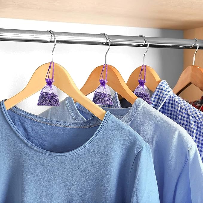 French Lavender Sachets for Drawers and Closets Fresh Scents, Set of 24, Home Fragrance Sachet for Wardrobes Closets, Purple, LV-C-24-1