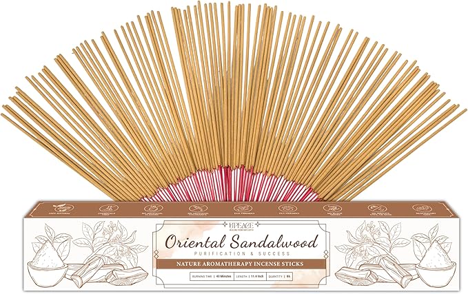 Organic-Natural-Non-Toxic-Oriental-Sandalwood-Incense-Sticks (86 Agarbatti Sticks) | 40 Minutes Long Lasting Burn for Positive Vibes, Relaxation, Aromatherapy, Air purification, Meditation, Protection
