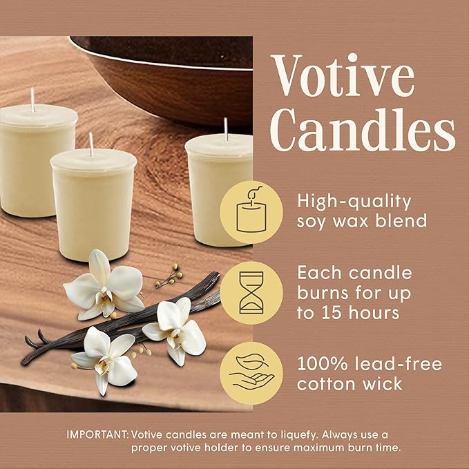 Mister Candle Spring/Summer Votive Collection Handmade Scented Votive Candles Bulk, Small Candles with Premium Wax & Essential Oils, 15 Hour Burn Time, Made in USA, (Set of 9, French Vanilla)