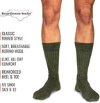 Merino Wool Mid-Calf Dress Socks for Men, Ribbed Dress Socks