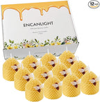 Pure Beeswax Candles 12 Pack, Hand-Rolled Honeycomb Bees Wax Candle Votives, 3.5 Hours Burn Time Each, Non-Toxic and Dripless for Home Decor, Party, Gifts
