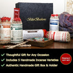Handmade Tibetan Incense Gift Set – 150 pcs Incense Variety Pack: Frankincense, Patchouli, Sandalwood, Rose, Amitabha Buddha, Incense Holder, 4 Rope Bundles and 1 Stick Bundle