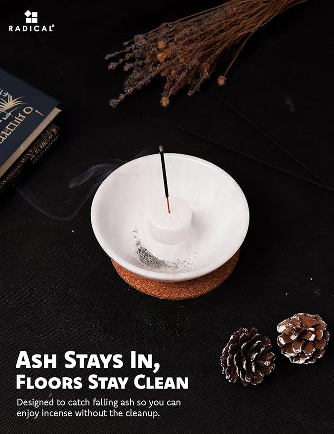 Radicaln Marble Incense Holder 5.5" Inches Black Handmade Palo Santo Stick for Home Décor, Modern Incense Holder for Sticks, Citronella incenses Stick for Room & Office Aromatherapy