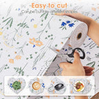 Drawer and Shelf Liner, Non-Slip Kitchen Cabinet Liners Non-Adhesive Thick Strong Grip Waterproof Washable Mats Protect Dresser ShelvesCabinets, Flower, 12 in X 10 FT