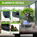 Rockery Stream Tabletop Fountain with Atomizer,Water Pump,LED Light Zen Meditation Indoor Waterfall Feature Indoor Relaxation Desktop Fountain for Home Office Bedroom Decoration (A)