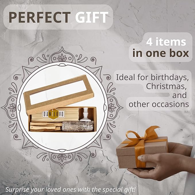 Danilovo Smudging Kit – 5 Palo Santo Sticks, 1 White Sage Smudge Stick, 50 Beeswax Taper Candles & Ceramic Candle Holder Set for Meditation, Cleansing, and Spiritual Practices