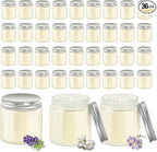 ACITHGL 36 Pcs 4oz Mini Mason Jar Candles Small Scented Candles Bulk Aromatherapy Ideal Souvenir Favors for Wedding Birthday Party (Freesia, Lavender, Jasmine, Silver)