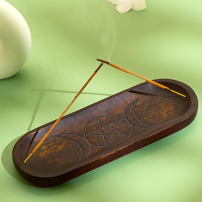 raajsee Incense Holder Hand Carved -Incense Burner Holder –Ash Catcher - Incense Stick Holder - Meditation & Yoga - Great Gift for Any Occasion Size 11x4 inch