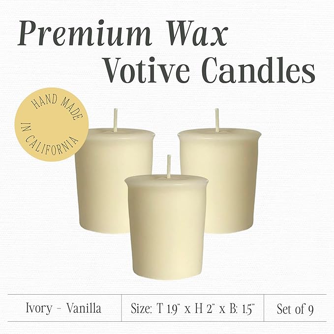 Mister Candle Spring/Summer Votive Collection Handmade Scented Votive Candles Bulk, Small Candles with Premium Wax & Essential Oils, 15 Hour Burn Time, Made in USA, (Set of 9, French Vanilla)
