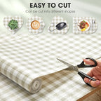 Drawer and Shelf Liner, Non-Slip Kitchen Cabinet Liners Non-Adhesive Thick Strong Grip Waterproof Washable Mats Protect Dresser Shelves Cupboard Bathroom Cabinets, Green Plaid, 24 in X 10 FT