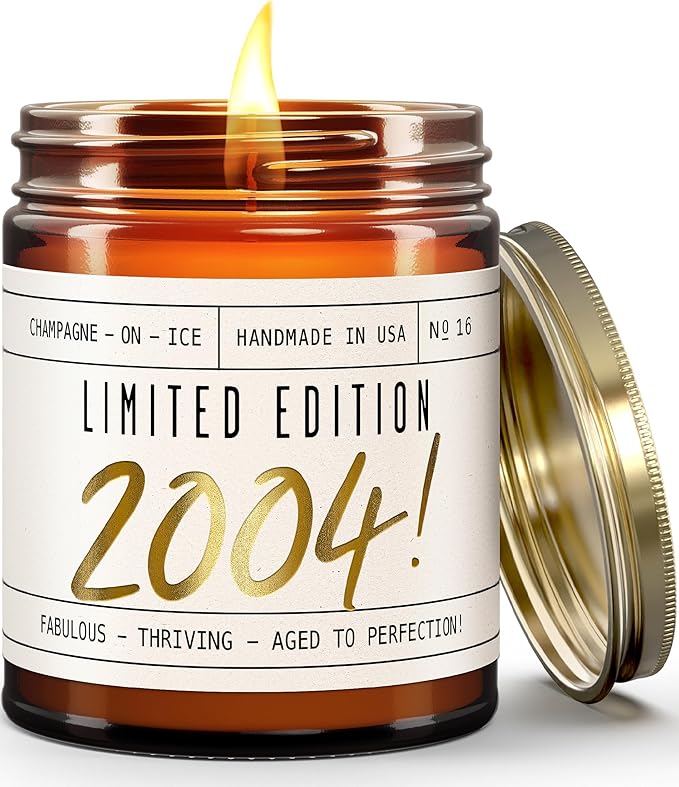 21st Birthday Gifts for Her - 'Limited Edition 2004' Soy Candle, w/Champagne on Ice I 21st Birthday Gifts for Women I 2004 21 Birthday Gifts for Her I 9oz Reusable Jar, 50Hr Burn, Made in USA