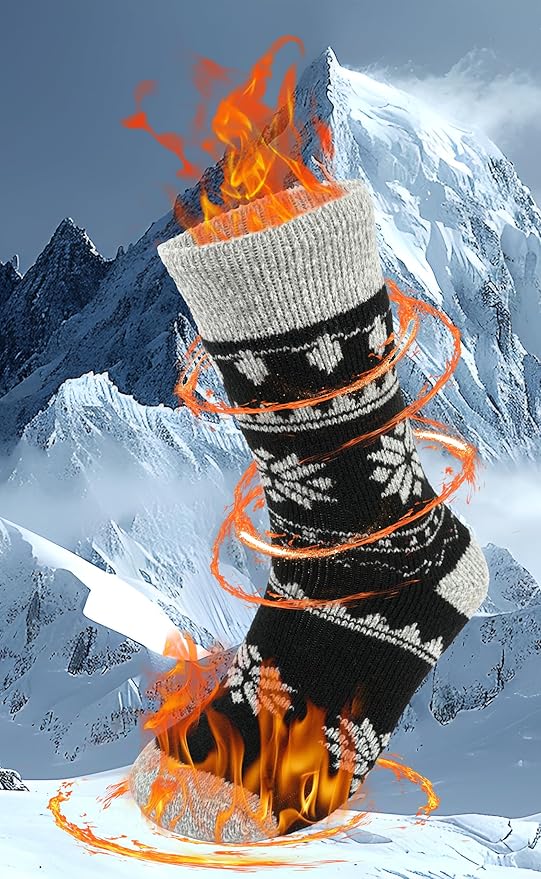 BomKinta Thermal Socks Men - Winter Warm Socks for Cold Weather Crew Socks - Cozy Soft Thick Christmas Boot Socks Size 7-11