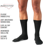 Merino Wool Mid-Calf Dress Socks for Men, Ribbed Dress Socks