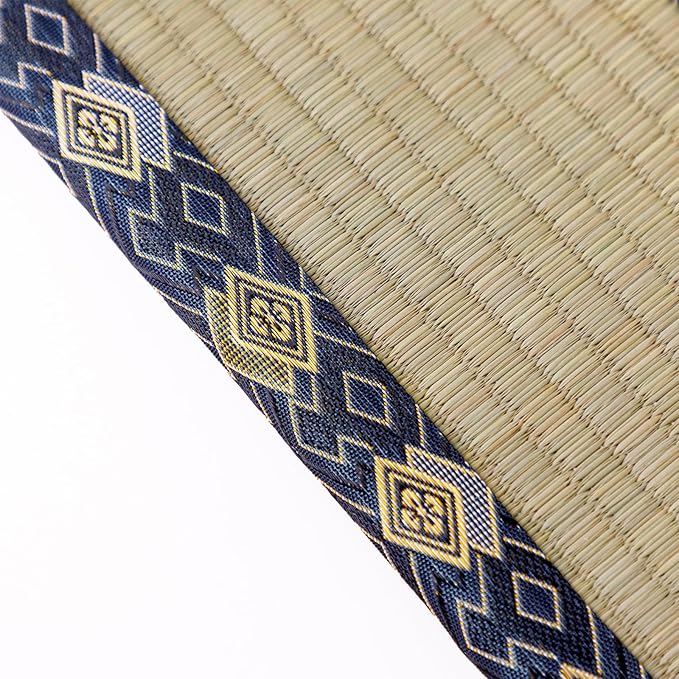 Asayu Mini Tatami mat Made of Real Igusa Rush Grass, Made in Japan, for Bonsai, Doll Stand, Coaster, Incense Holder (Blue)