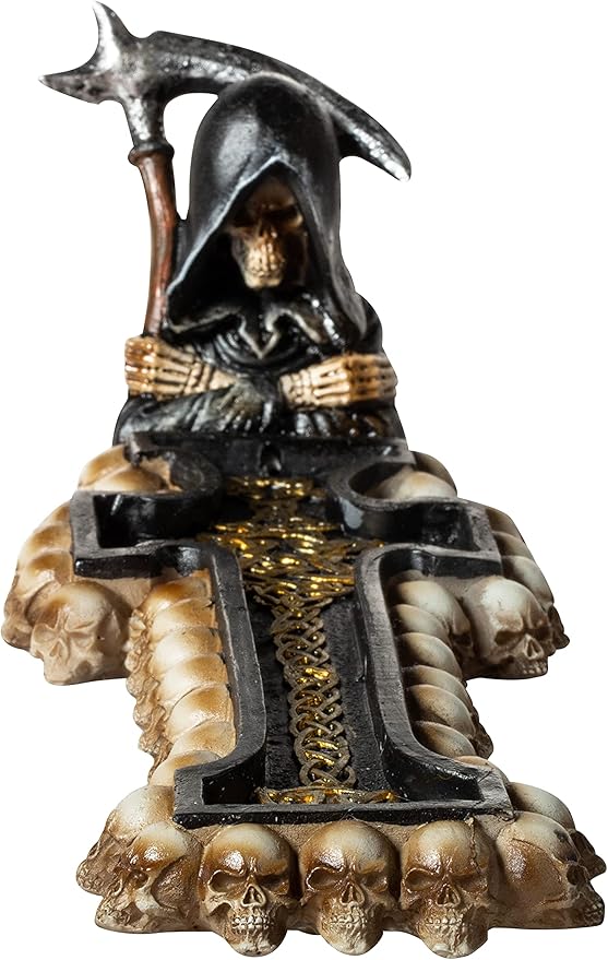 Grim Reaper Polyresin Incense Stick Holder Burner with Ash Catcher
