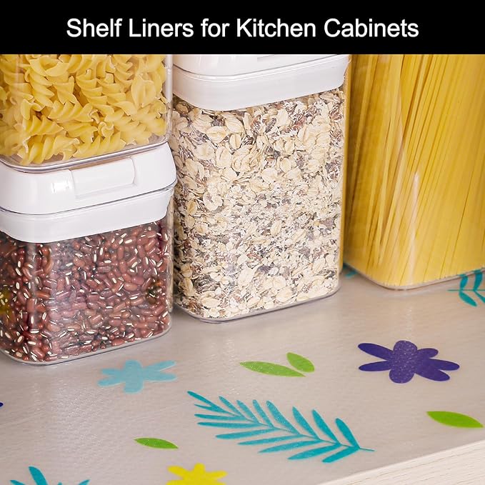 Cooyes Shelf Liner – Premium Non-Adhesive Cabinet & Drawer Liner for Kitchen – Waterproof Shelf Paper with Modern Pattern – Durable EVA Cabinet Mat – Easy to Cut