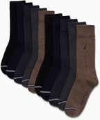 Nautica Mens Dress Socks - 10 Pack Breathable Stretch Crew-Length Work Socks for Men for Business Formal Wear (Sizes: 6-12.5)
