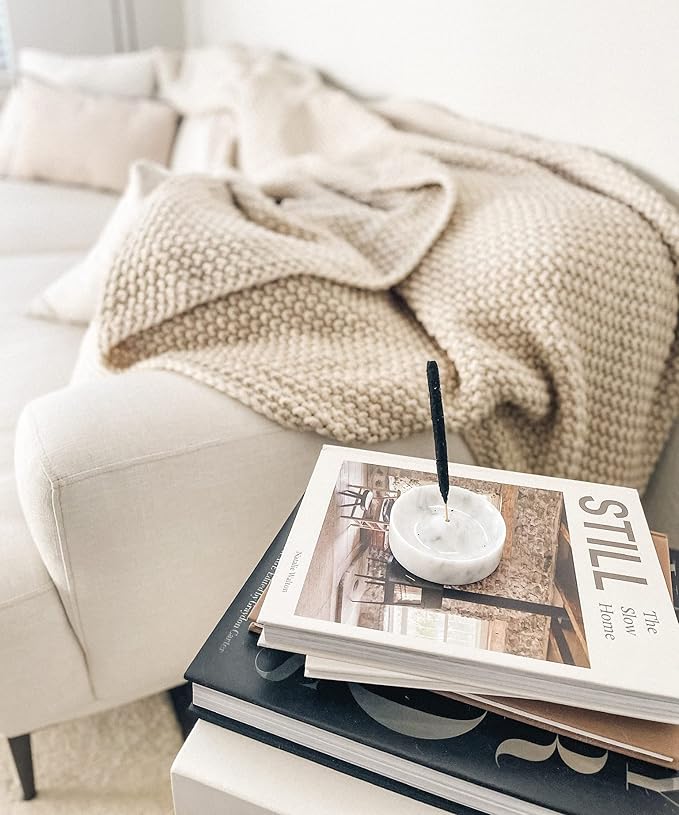 Bursera White Marble Incense Holder, Tree Planted with Every Order, Italian Carrara White Marble Tray Incense Burner, Home and Desk Incense Stick Holder and Modern Decor