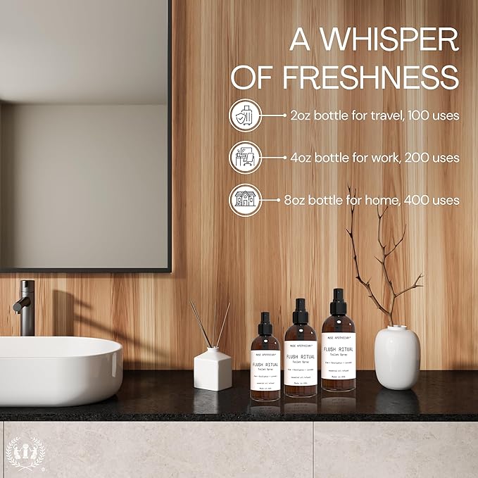 Muse Apothecary Flush Ritual - Aromatic & Refreshing Toilet Spray, Use Before You Go, 8 oz, Infused with Natural Essential Oils - Aloe + Eucalyptus + Lavender