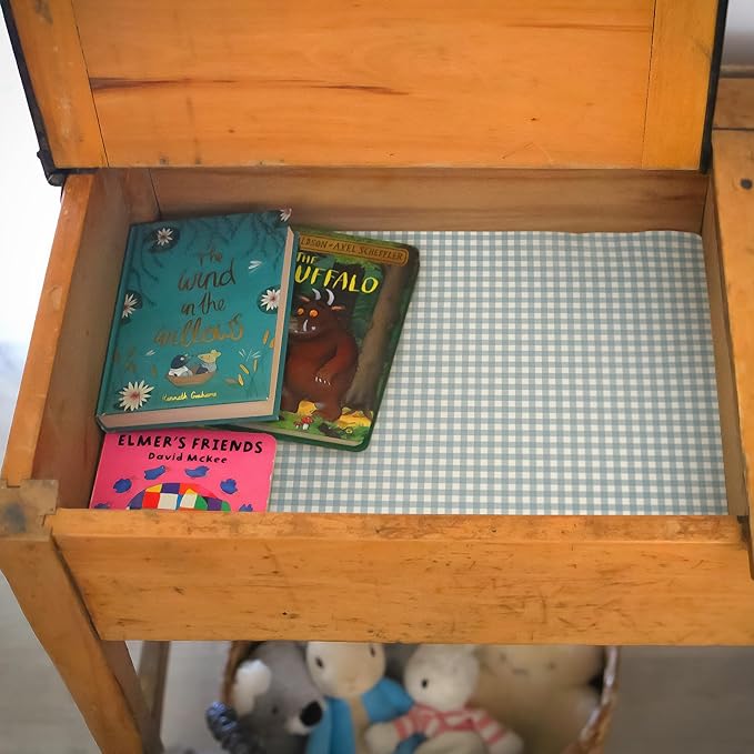 Fragrant Fresh Linen SCENTED DRAWER LINERS in a DUCK EGG BLUE GINGHAM Design | Pack of 5 Sheets | Contains Essential Oils | MADE IN THE UK.