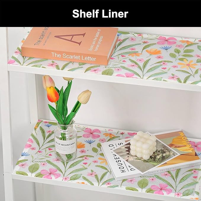 Cooyes Shelf Liner – Premium Non-Adhesive Cabinet & Drawer Liner for Kitchen – Waterproof Shelf Paper with Modern Pattern – Durable EVA Cabinet Mat – Easy to Cut