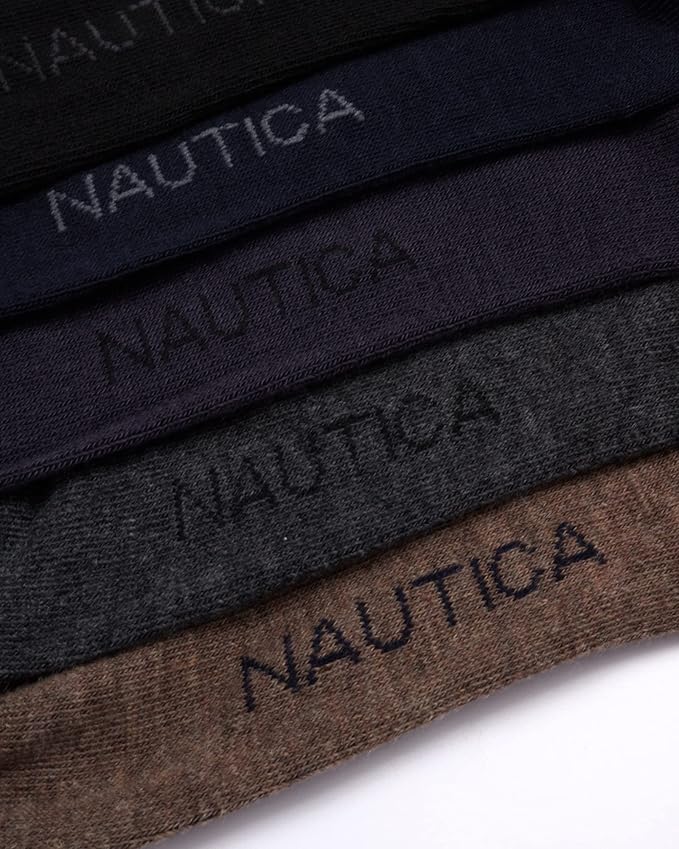 Nautica Mens Dress Socks - 5 Pack Breathable Comfort Stretch Crew-Length Work Socks for Men for Business Formal Wear (6-12.5)