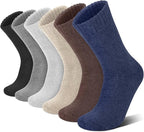6 Pairs Merino Wool Socks for Men Thick Warm Thermal Winter Striped Dress Hiking Crew Men Socks Size 9-14