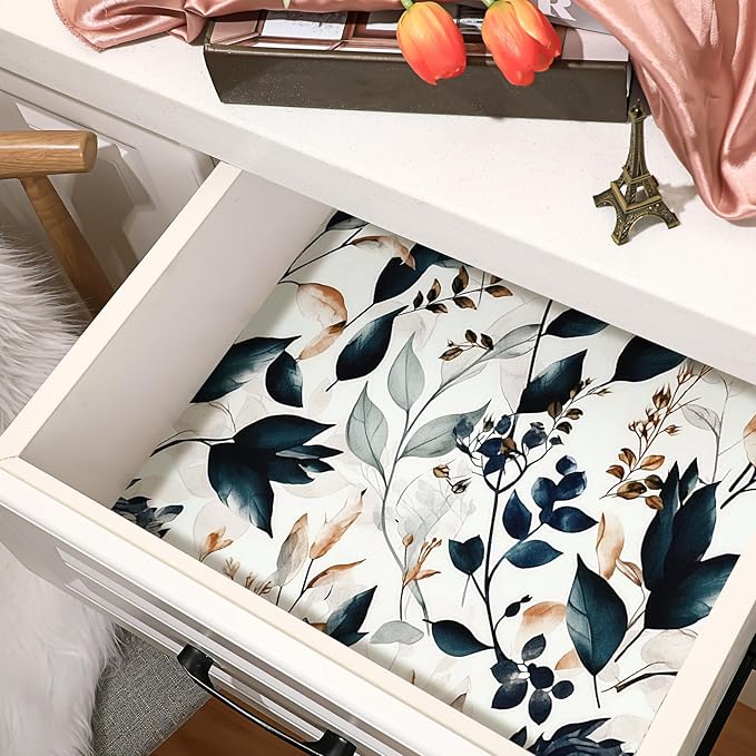 10 Sheets Drawer Liners for Dresser Scented Drawer Liners Non Adhesive Scented Paper for Fragrant Home Shelf Closet(Linen,Dark Style)