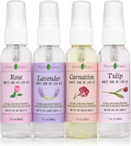 Linen and Room Spray Floral Gift Set, 4-Pack 60 mL (Lavender, Carnation, Rose, & Tulip) Natural Pillow Sprays Made with Pure Essential Oils & Minimal Ingredients, Bathroom Spray or Room Mist