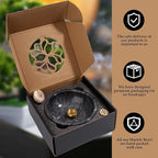 Marble Incense Holder Bowl with Brass Burner – Natural Hand-Polished Stone Incense Burner for Sticks, Cones, Palo Santo & Sage – Ash Catcher for Meditation, Yoga & Home Decor