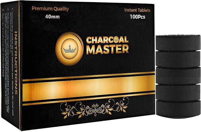 Coal Instant Light - Incense Charcoal Disks - Set of 100 Tablets - 40 mm Quick Light Briquettes - Natural, Slow Burn and Low Smoke (100)