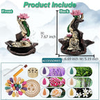 Waterfall Incense Burner, River Incense Holder, Meditation Decor with Upgrade Incense Cones and Accessories (Lotus Hand)