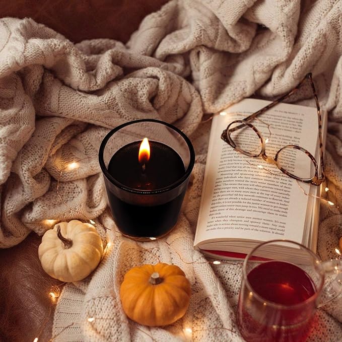 20 Packs Black Votive Candles with Clear Glass Holder, 1.8 Oz Unscented Soy Wax Candle for Home Decoration, Candle Gifts for Christmas Thanksgiving Halloween, 20 Pack of 1.8oz