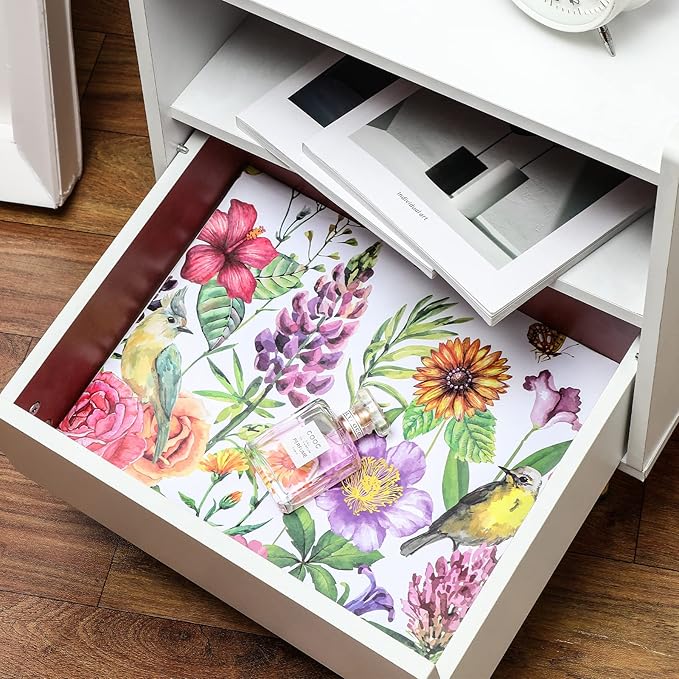 10 Sheets Drawer Liners for Dresser Scented Drawer Liners Non Adhesive Scented Paper for Fragrant Home Shelf Closet(Jasmine,Colorful Pattern)