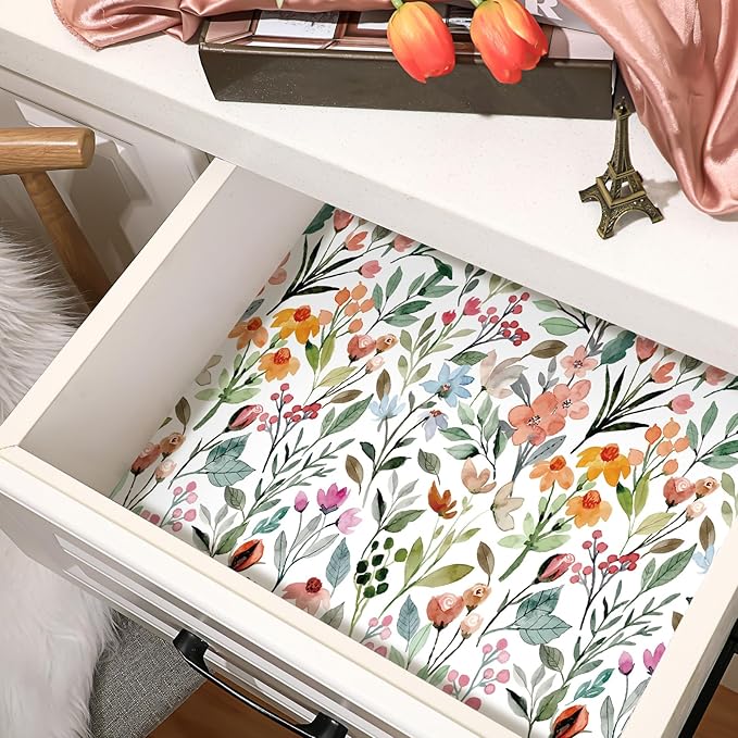 10 Sheets Drawer Liners for Dresser Scented Drawer Liners Non Adhesive Scented Paper for Fragrant Home Shelf Closet(Lavender,Colorful Pattern)