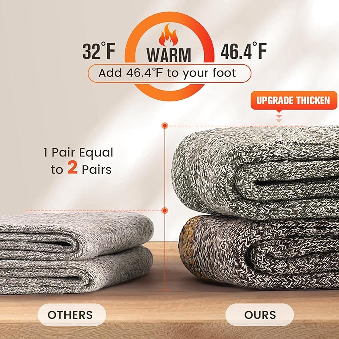 Wool Socks Mens - Extra Thick Winter Warm Merino Thermal Socks for Men