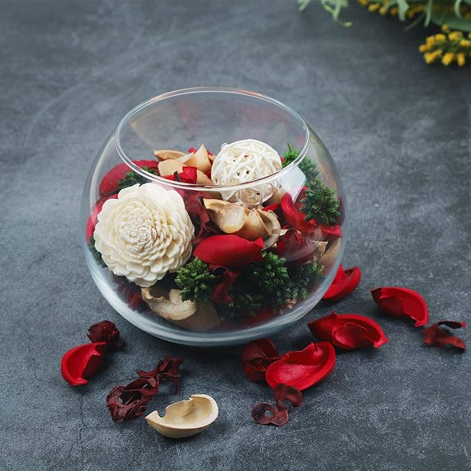 Qingbei Rina Red Potpourri,Strawberry Scented Christmas Potpourri Bowl Filler Dried Flowers,Decorative Vase Filler,Home Fragrance Perfume Sachet,9.8 Oz