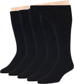 7BigStars Men Diabetic Loose Dress Business Cotton Mid Calf Socks - 5 Pack Large - Solid Casual - Sock Size 10-13 Shoe Size 9-12 L Black