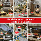 Red Tea Lights Candle Set - 25 Pcs Mini Tealight Candles Unscented Votive Soy Candle for Home, Pool, Shabbat, Wedding, Emergencies, Christmas