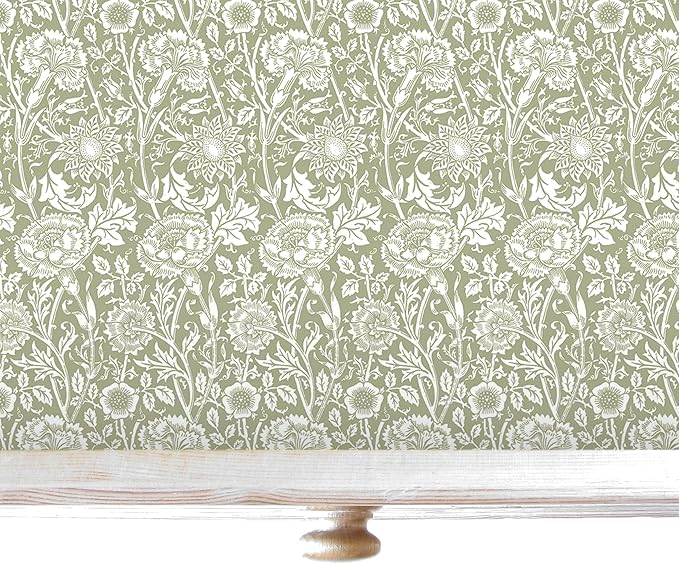 Fragrant Fresh Linen Scented Drawer Liners in a SAGE Green | William Morris Design| Pack of 5 Sheets (Folded) | Contains Essential Oils | Made in The UK
