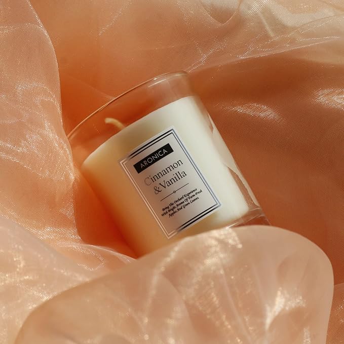 Aronica Fresh Fruity Candles Gift Set - Honeycrisp Apple, Peach Nectar, Cinnamon Vanilla, Baby Shower Game Prizes for Women Friend, Fall Candle Set for Autumn Gifts