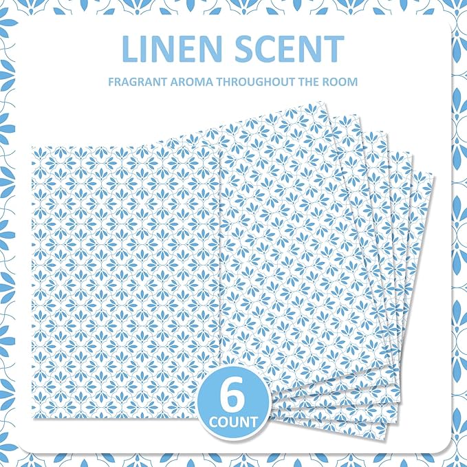 SCENTORINI Linen Scented Drawer Liners, 6 Sheets Fragrant Paper Liners Non-Adhesive Paper Sheets for Home Closet, Dresser Drawers, for Home Fragrance