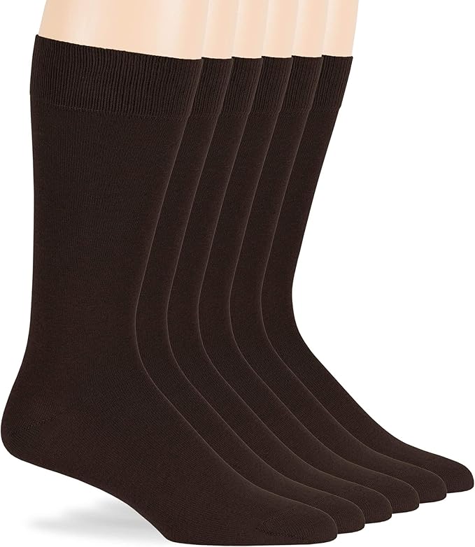 7BigStars Mens Dress Socks – 6 Pairs Crew, Soft Stay Up, Cotton Comfort for Business, Office, Big and Tall, Breathable