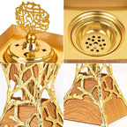 Bakhoor Burner, Charcoal Incense Burner, Frankincense Resin Incense Holder for Yoga, Spa Aromatherapy, Office & Home Decor Gifts Tan 10.6" inches Tall