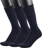 COTTON DAY Men's Premium Soft Combed Cotton Trouser Dress Socks Seamless Toe Black Navy Blue Striped