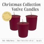 Mister Candle - Burgundy Handmade Scented Votive Candles, Holiday & Christmas Candle Collection with Essential Oils, 15 Hour Burn Time Each, Made in USA, Set of 9 (Holly Berry)