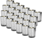 Royal Imports Silver Mercury Glass Votive Candle Holder, Table Centerpiece Tealight Decoration for Elegant Dinner, Party, Wedding, Holiday, Set of 24 (Unfilled)